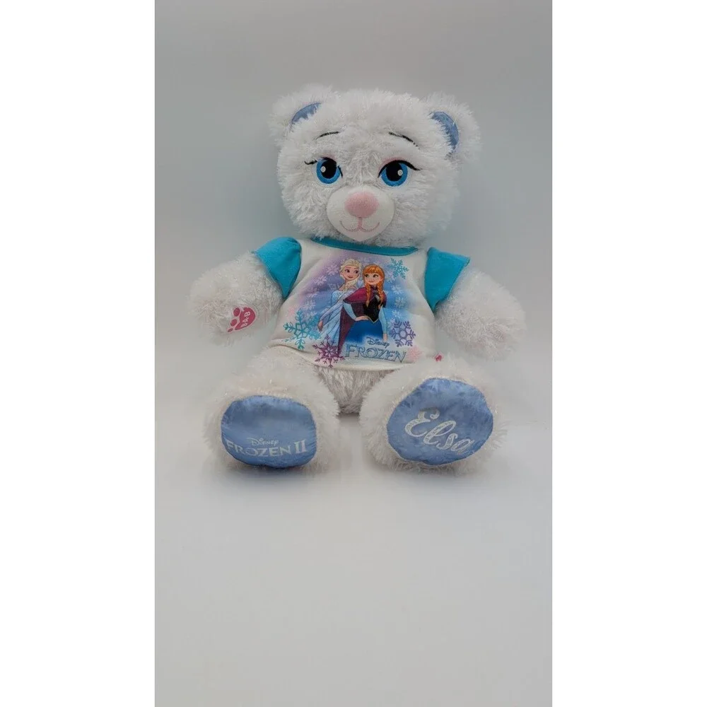 Elsa Disney Frozen 2 Build a Bear Workshop BABW Teddy White Sparkly Plush EUC